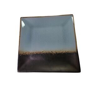 Set of 4 GIBSON ELITE Kaidence Blue Brown Square 7.75" Salad Luncheon Plates